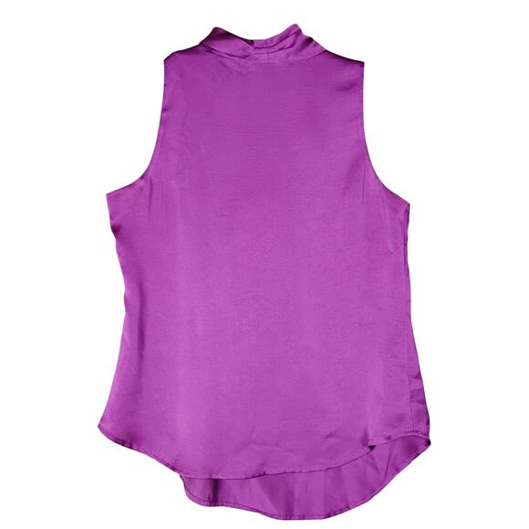 Violet & Claire Blouse Career Style Small Purple Sleeveless Attached Bow Tie - Picture 4 of 9